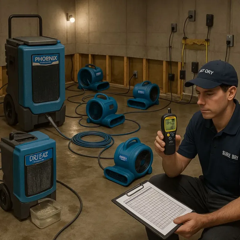 Structural Drying and Dehumidification process in Green Valley Farms, TX